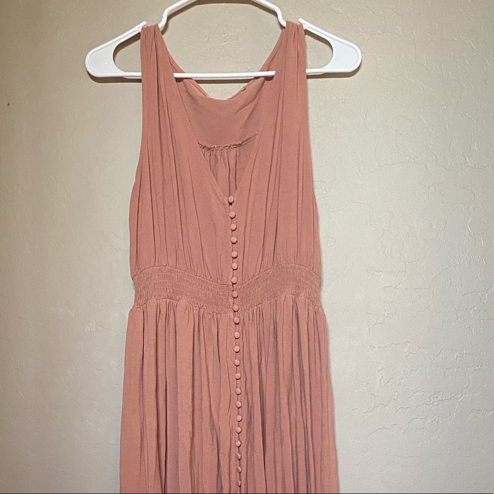 Coral floor length casual summer dress